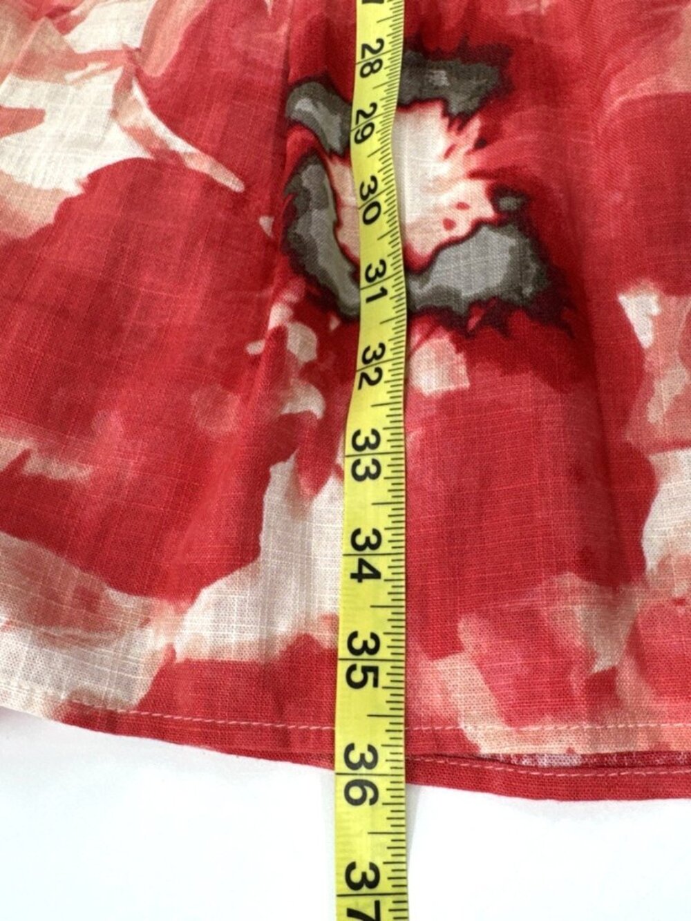 Simply Vera Wang Women’s Large Red Floral Dress Belted Midi Pleated Linen New - Picture 9 of 11